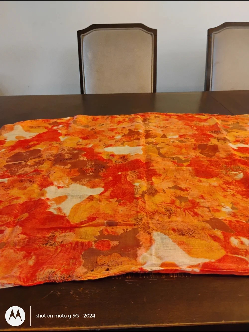 Vibrant Orange Floral Scarf/ Wrap